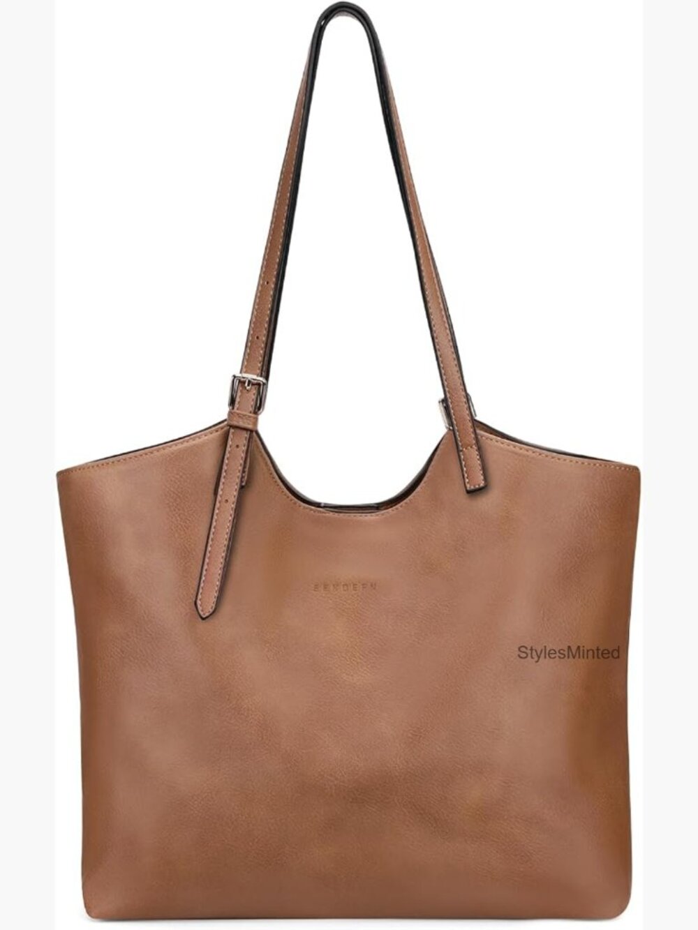 Large Work Tote Bag with Zip, Adjustable Handle, Leather Shoulder Bag, Ladies